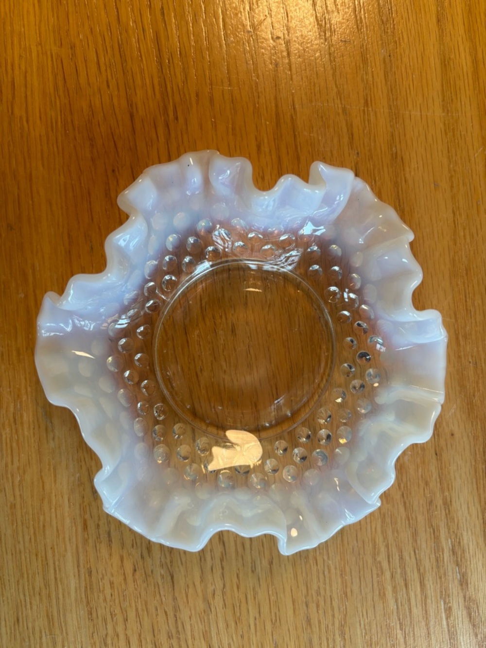 Fenton Opalescent Ruffled Hobnail Glass Decorative Bowl/Candy Dish/Catch all